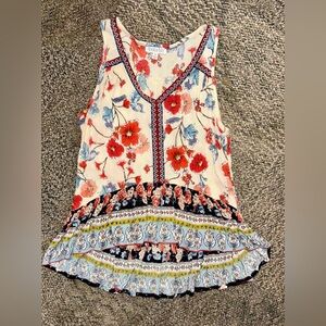 Patrons Of Peace Anthropologie Boho Cottagecore Floral Flowy Tank Top Size XS
